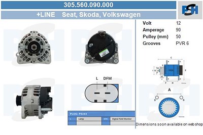 Bv Psh Generator [Hersteller-Nr. 305.560.090.000] für Seat, Skoda, VW von BV PSH