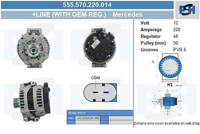 Bv Psh Generator [Hersteller-Nr. 555.570.220.014] für Mercedes-Benz von BV PSH