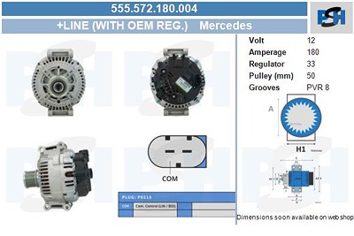 Bv Psh Generator [Hersteller-Nr. 555.572.180.004] für Mercedes-Benz von BV PSH