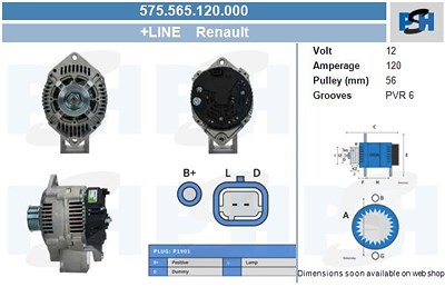 Bv Psh Generator [Hersteller-Nr. 575.565.120.000] für Dacia, Opel, Renault, Vauxhall von BV PSH