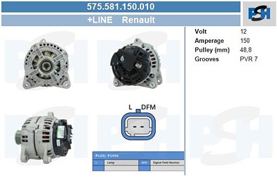 Bv Psh Generator [Hersteller-Nr. 575.581.150.010] für Nissan, Opel, Renault von BV PSH