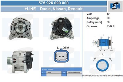 Bv Psh Generator [Hersteller-Nr. 575.926.090.000] für Dacia, Renault von BV PSH