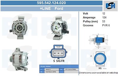 Bv Psh Generator [Hersteller-Nr. 595.542.124.020] für Ford von BV PSH