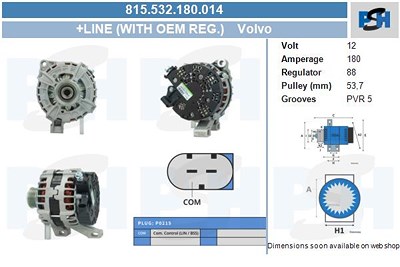 Bv Psh Generator [Hersteller-Nr. 815.532.180.014] für Volvo von BV PSH