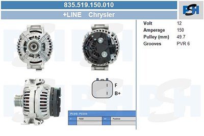 Bv Psh Generator [Hersteller-Nr. 835.519.150.010] für Chrysler von BV PSH