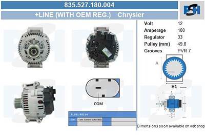 Bv Psh Generator [Hersteller-Nr. 835.527.180.004] für Chrysler von BV PSH