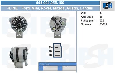 Bv Psh Lichtmaschine 45A [Hersteller-Nr. 595.001.055.100] für Ford von BV PSH