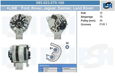 Bv Psh Lichtmaschine 70A [Hersteller-Nr. 595.023.070.100] für Ford, Land Rover von BV PSH