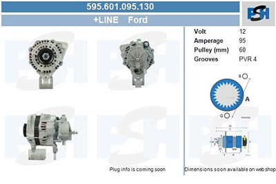 Bv Psh Lichtmaschine 95A [Hersteller-Nr. 595.601.095.130] für Ford von BV PSH