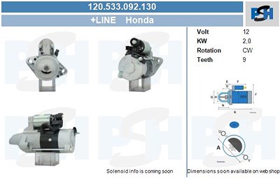 Bv Psh Starter [Hersteller-Nr. 120.533.092.130] für Honda von BV PSH