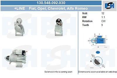 Bv Psh Starter [Hersteller-Nr. 130.548.092.030] für Alfa Romeo, Chevrolet, Fiat, Opel, Saab von BV PSH