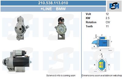 Bv Psh Starter [Hersteller-Nr. 210.538.113.010] für BMW von BV PSH