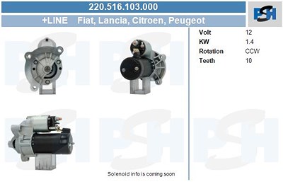 Bv Psh Starter [Hersteller-Nr. 220.516.103.000] für Citroën, Fiat, Lancia, Mitsubishi, Peugeot von BV PSH