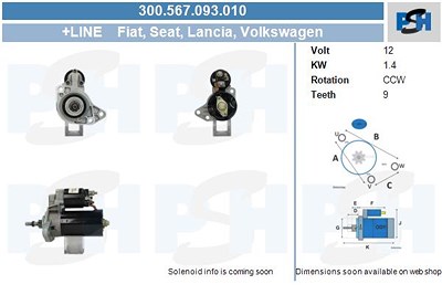 Bv Psh Starter [Hersteller-Nr. 300.567.093.010] für Audi, Fiat, Lancia, Seat, Skoda, VW von BV PSH