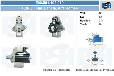 Bv Psh Starter [Hersteller-Nr. 500.561.102.010] für Alfa Romeo, Citroën, Fiat, Ford, Lancia, Peugeot von BV PSH