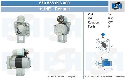 Bv Psh Starter [Hersteller-Nr. 570.535.093.000] für Dacia, Renault von BV PSH