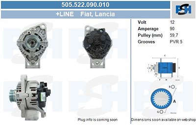 Bv Psh Generator [Hersteller-Nr. 505.522.090.010] für Fiat, Lancia von BV PSH