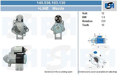 Bv Psh Starter [Hersteller-Nr. 140.536.103.130] für Mazda von BV PSH