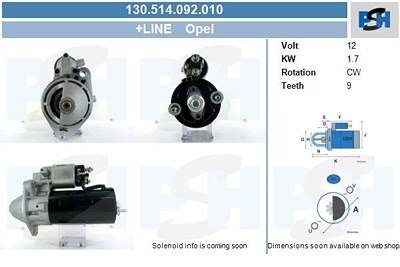 Bv Psh Starter [Hersteller-Nr. 130.514.092.010] für Opel von BV PSH