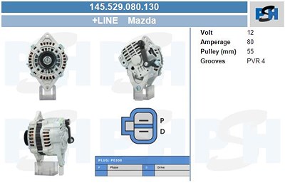 Bv Psh Generator [Hersteller-Nr. 145.529.080.130] für Mazda von BV PSH