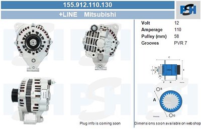 Bv Psh Generator [Hersteller-Nr. 155.912.110.130] für Mitsubishi von BV PSH