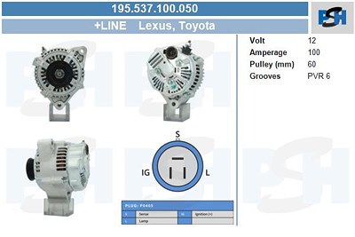 Bv Psh Generator [Hersteller-Nr. 195.537.100.050] für Lexus von BV PSH