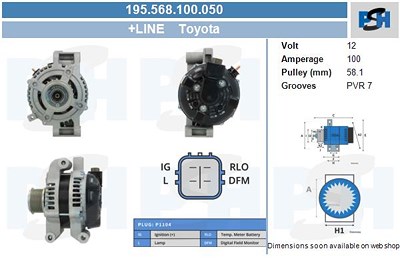 Bv Psh Generator [Hersteller-Nr. 195.568.100.050] für Toyota von BV PSH