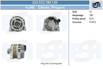 Bv Psh Generator [Hersteller-Nr. 225.533.180.130] für Citroën, Fiat, Lancia, Peugeot von BV PSH