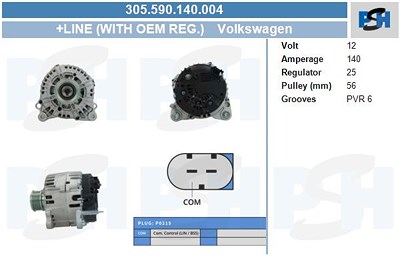 Bv Psh Generator [Hersteller-Nr. 305.590.140.004] für Skoda, VW von BV PSH