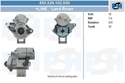 Bv Psh Starter [Hersteller-Nr. 450.529.102.050] für Land Rover von BV PSH