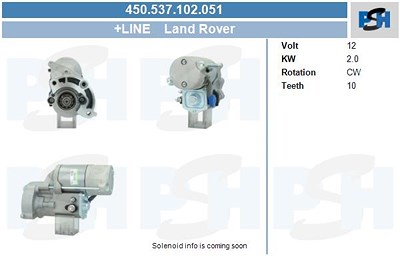 Bv Psh Starter [Hersteller-Nr. 450.537.102.051] für Land Rover von BV PSH