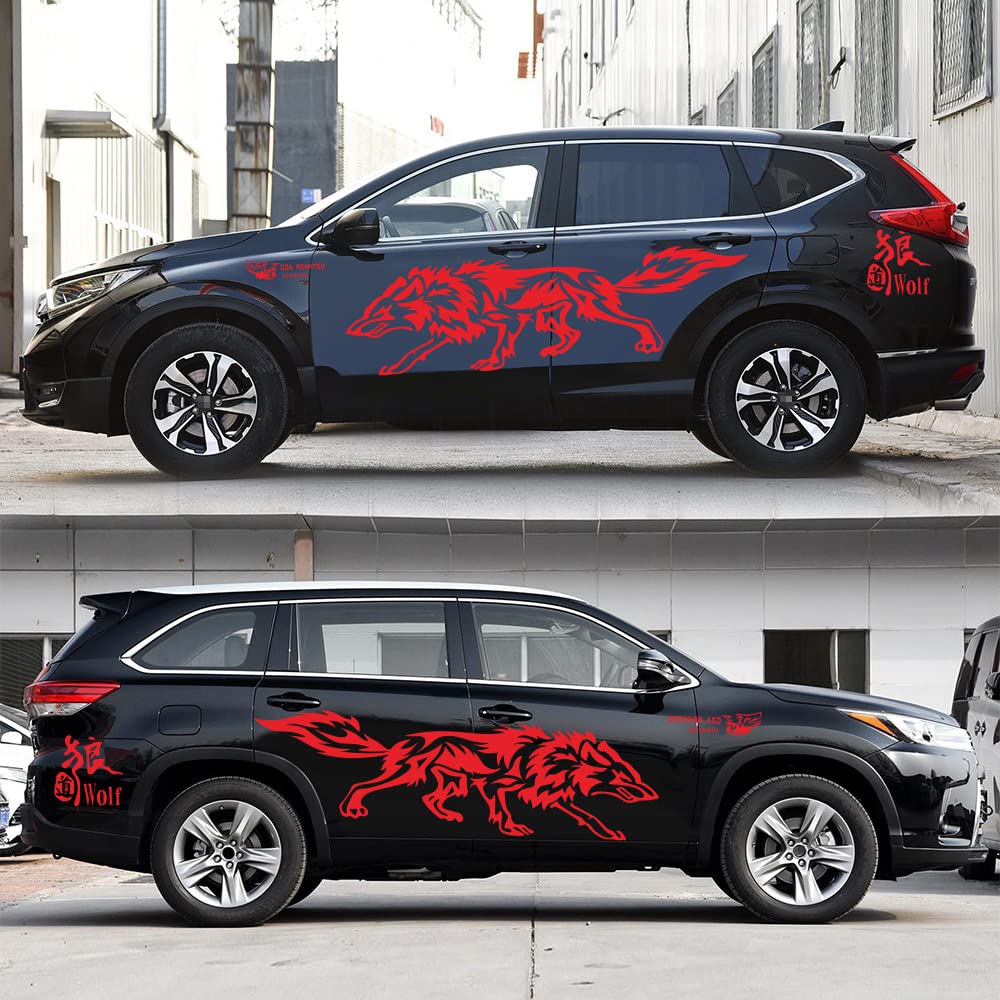 BWGHBH Autoaufkleber Sticker für Auto Karosserie Wolf Dekorative und Anti-Kratz Aufkleber (Rot) von BWGHBH