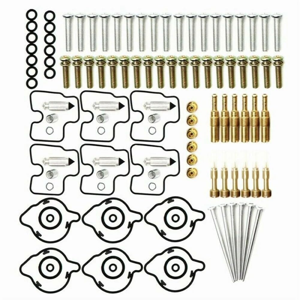 BWLYQ [Replacement] 6X Vergaser Reparatur Kit Motorrad for Honda GL1500C GL1500CT for Tour for Valkyrie 1500 1997-2003 Lufteinlass Kraftstoff Lieferung Reparatur Kit von BWLYQ