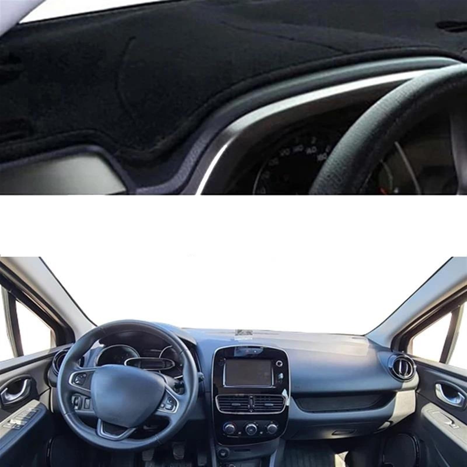 Armaturenbrett Matte Auto Armaturenbrett Abdeckung Dash Matte Teppich Für Clio Für Lutecia 4 IV 2013 2014 2015 2016 2017 2018 2019 2020(Black LHD) von BWVMVB