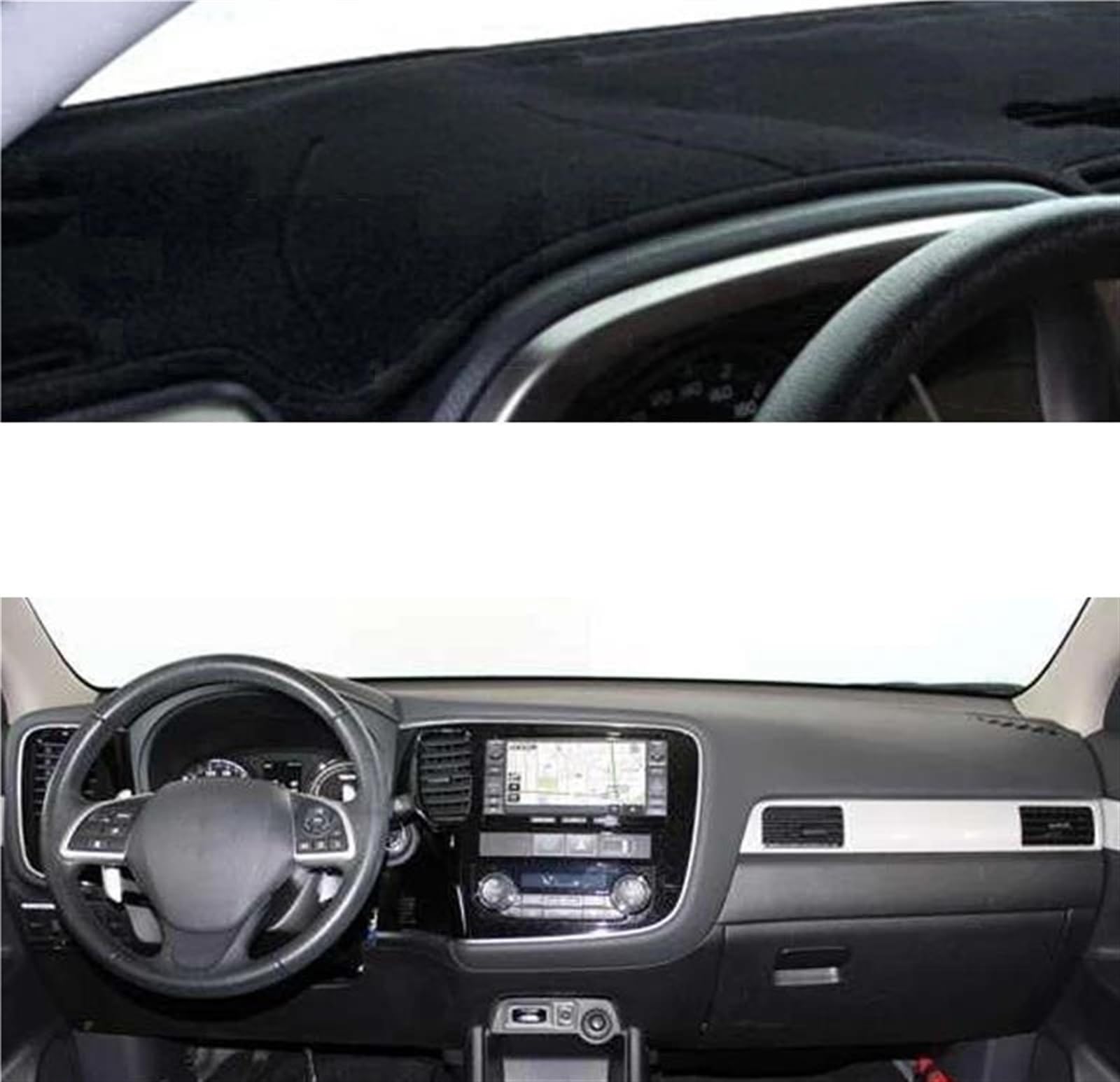 Armaturenbrett Matte Auto Armaturenbrett Abdeckung Dash Teppich Für Mitsubishi Für Outlander Für PHEV 2013 2014 2015 2016 2017 2018 2019 2020(Black LHD) von BWVMVB