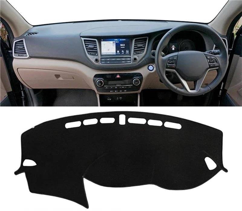 Armaturenbrett Matte Auto Armaturenbrett Abdeckung Für Hyundai Für Tucson TL 2015 2016 2017 2018 Instrument Schreibtisch Sonnenschutz Matte Dash rutschfeste Pad(A RHD Black Side) von BWVMVB