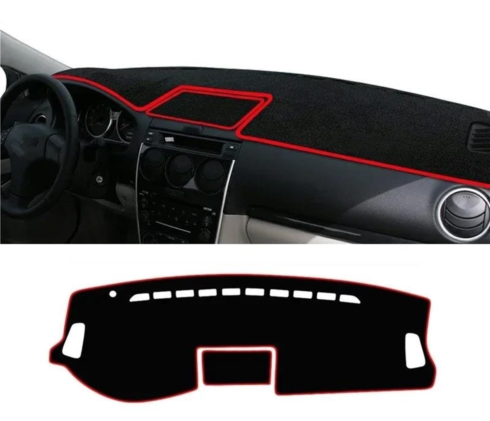 Armaturenbrett Matte Auto Armaturenbrett Abdeckung Für Mazda 6 GG 2002 2003 2004 2005 2006 2007 Instrument Schreibtisch Sonnenschutz Matte Dash Pad(A LHD Red Side) von BWVMVB