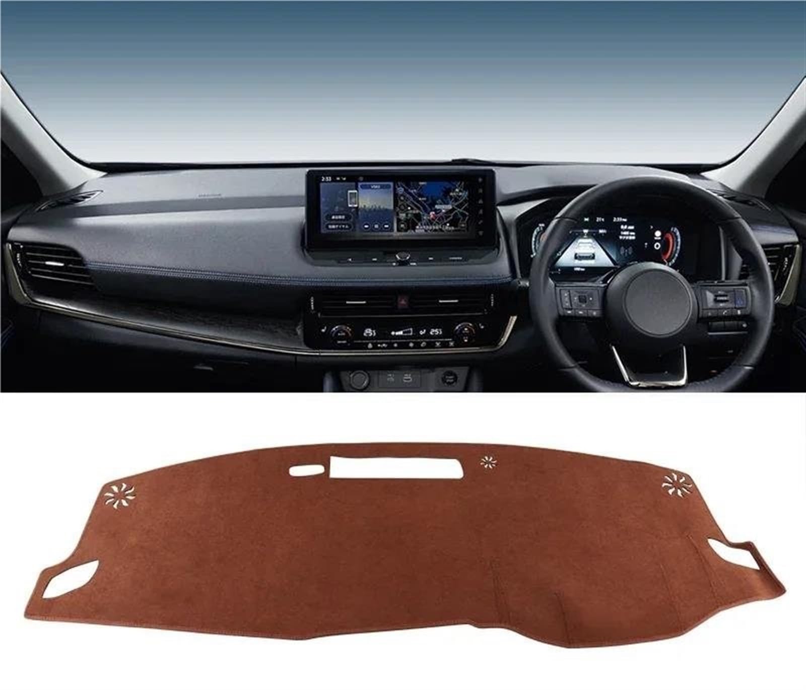 Armaturenbrett Matte Auto-Armaturenbrett-Abdeckung Für Nissan Für X-Trail T33 2021 2022 2023 2024, Instrumententisch, Sonnenschutzmatte, Unterlage(B-RHD-Brown) von BWVMVB