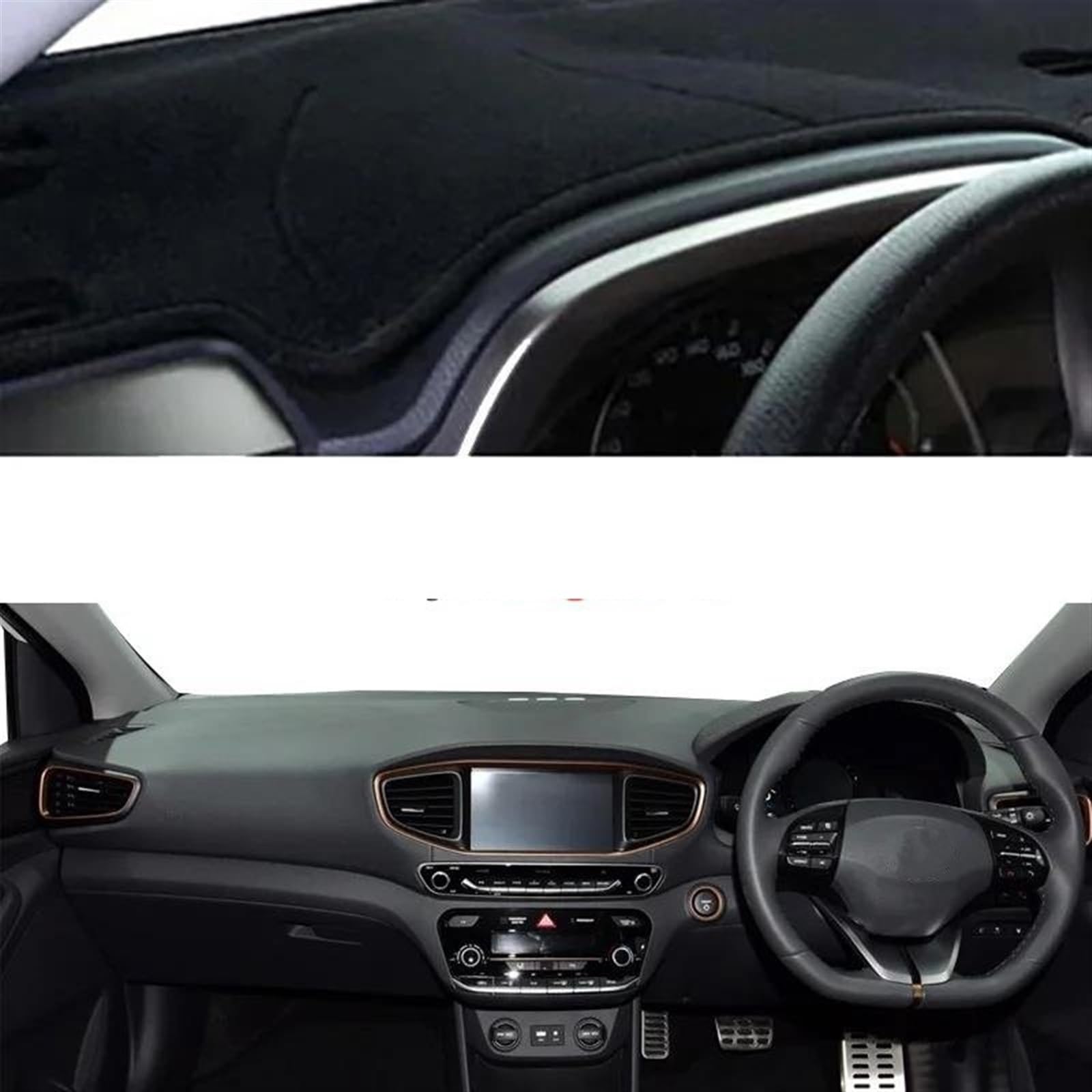 Armaturenbrett Matte Auto Dashboard Abdeckung DashMat Teppich Für Hyundai Für IONIQ 2016 2017 2018 2019 Auto Konsole Protector(Black RHD) von BWVMVB