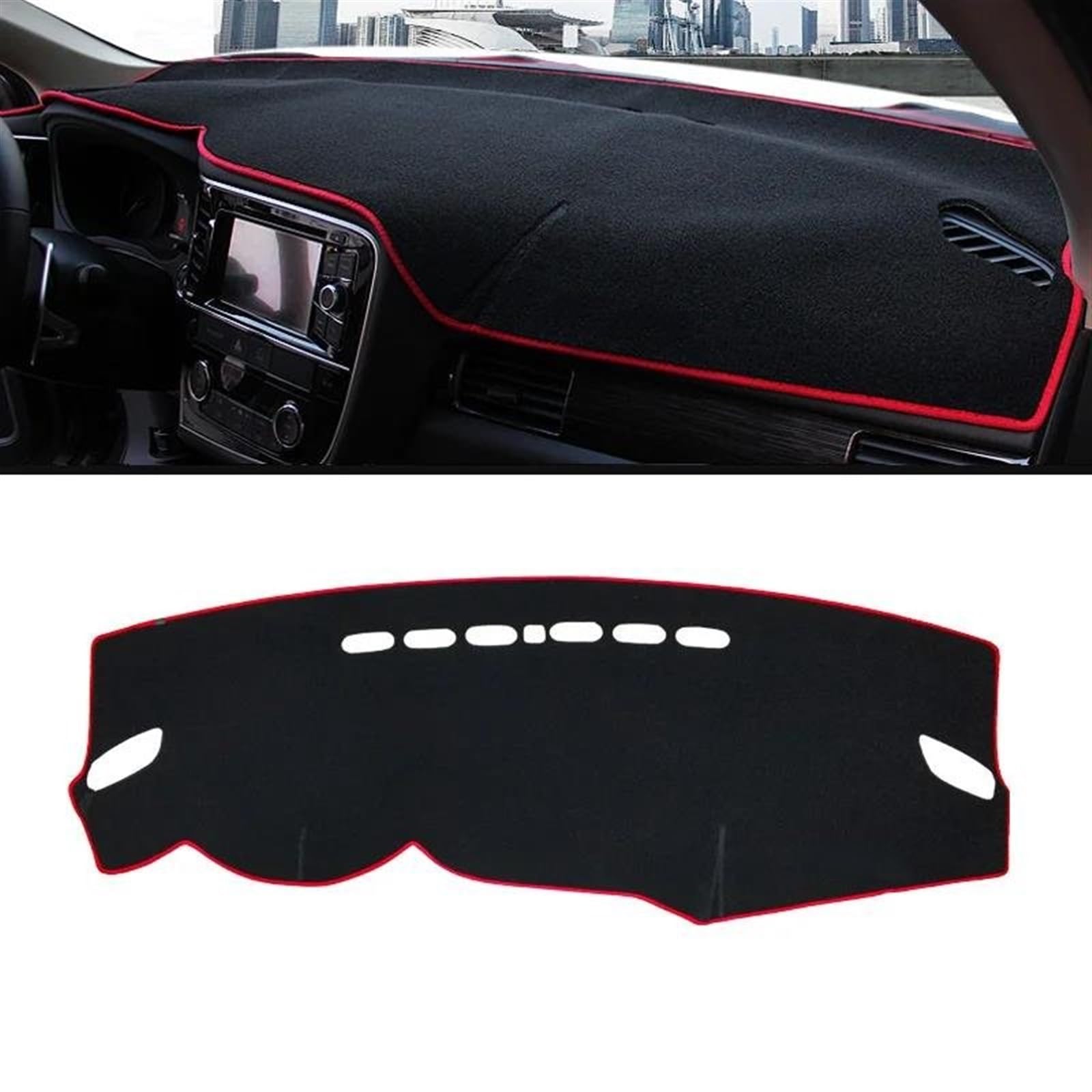 Armaturenbrett Matte Auto Dashboard Abdeckung Matte Sonnenschutz Teppiche Für Mitsubishi Für Outlander 3 2013 2014 2015 2016 2017 2018 2019 2020 2021(LHD Red Side) von BWVMVB