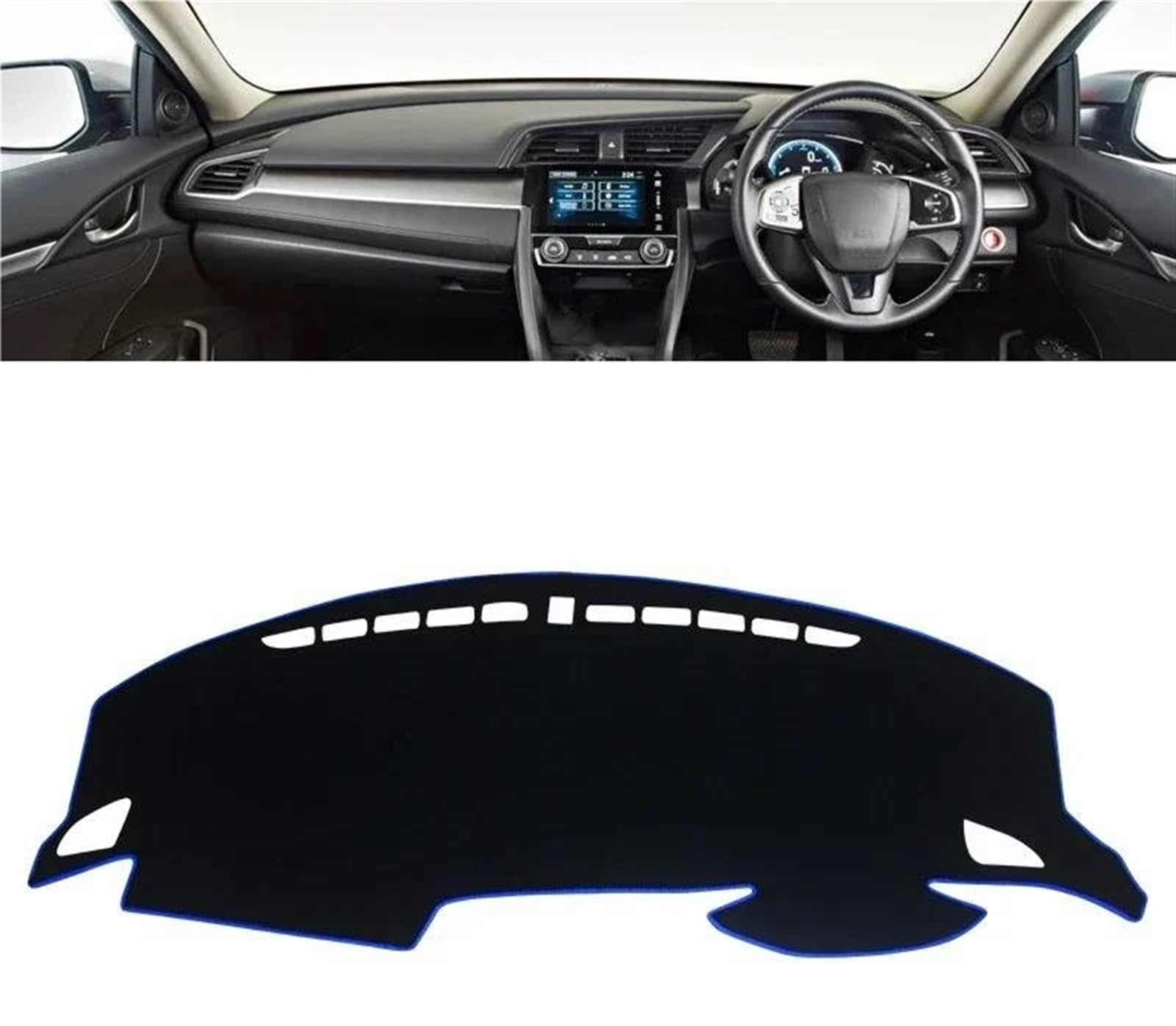 Armaturenbrett Matte Für Civic X 10th 2016 2017 2018 2019 2020 Auto Dashboard Sonnenschutz Abdeckung Instrument Panel rutschfeste Pad Zubehör(A Blue Side RHD) von BWVMVB