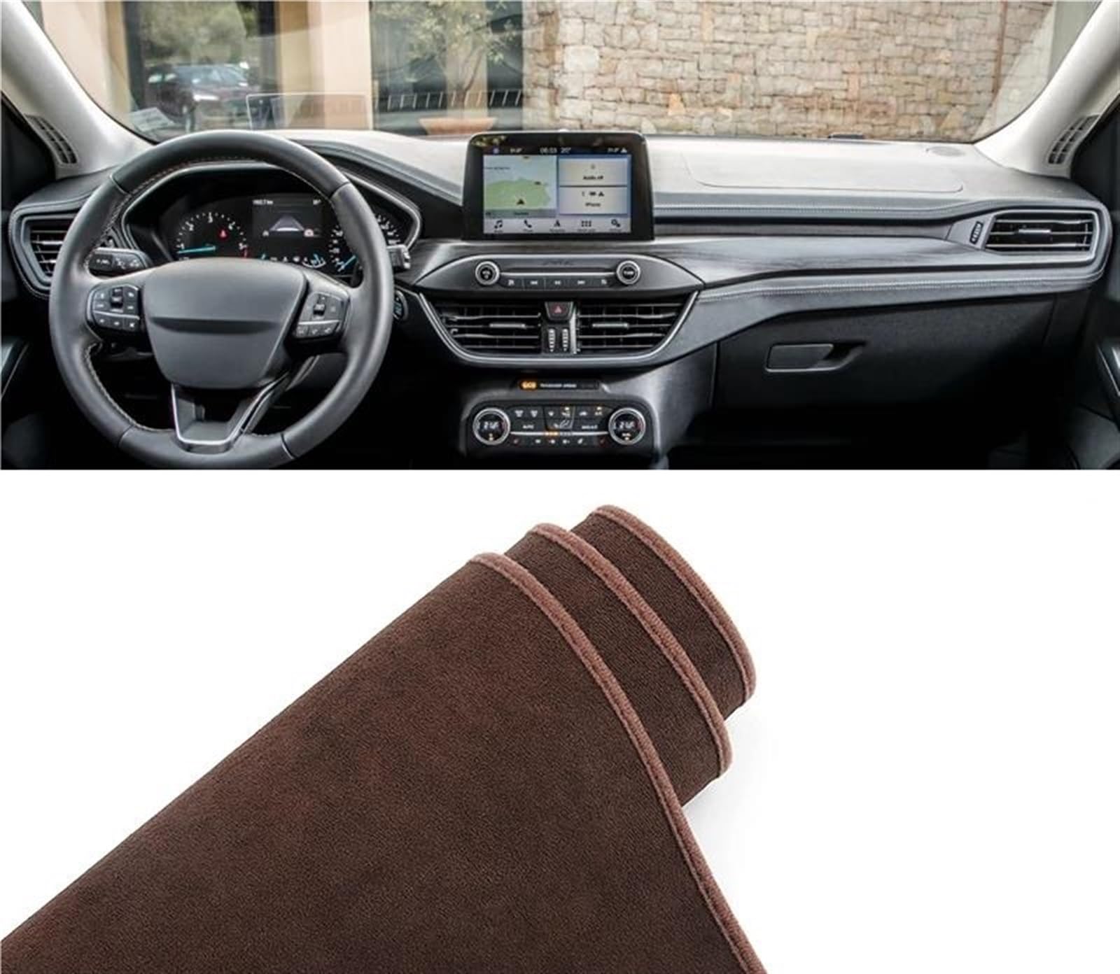 Armaturenbrett Matte Für Ford Für Focus MK4 IV 2018 2019 2020 2021 2022 2023 Auto Dashboard Abdeckung Matte Dashboard Sonnenschutz Pad(Brown LHD) von BWVMVB