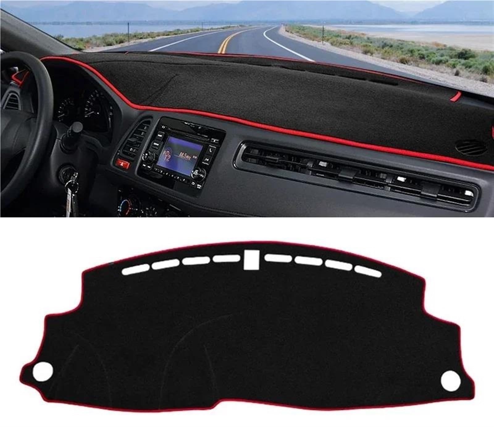 Armaturenbrett Matte Für HR-V Für HRV Für Vezel 2014 2015 2016 2017 2018 2019 2020 Auto-Armaturenbrett-Sonnenschutz-Abdeckmatte Instrumententafel-Pad(A LHD Red Side) von BWVMVB