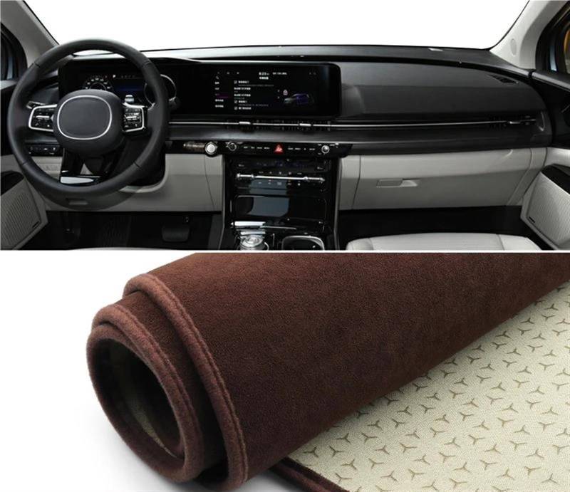 Armaturenbrett Matte Für Kia Für Carnival Für MPV KA4 2020 2021 2022 2023 2024 Auto-Armaturenbrett-Sonnenschutzmatte Instrumententafelabdeckung Teppiche(B LHD Brown) von BWVMVB