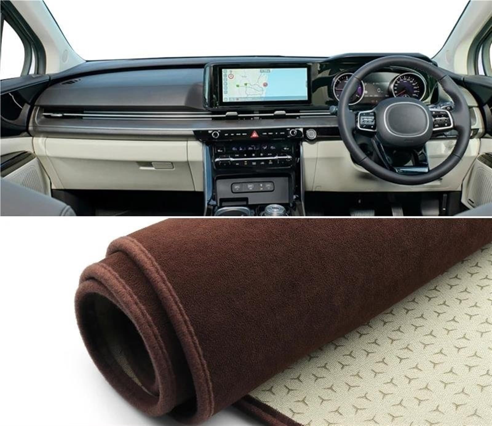 Armaturenbrett Matte Für Kia Für Carnival Für MPV KA4 2020 2021 2022 2023 2024 Auto-Armaturenbrett-Sonnenschutzmatte Instrumententafelabdeckung Teppiche(B RHD Brown) von BWVMVB