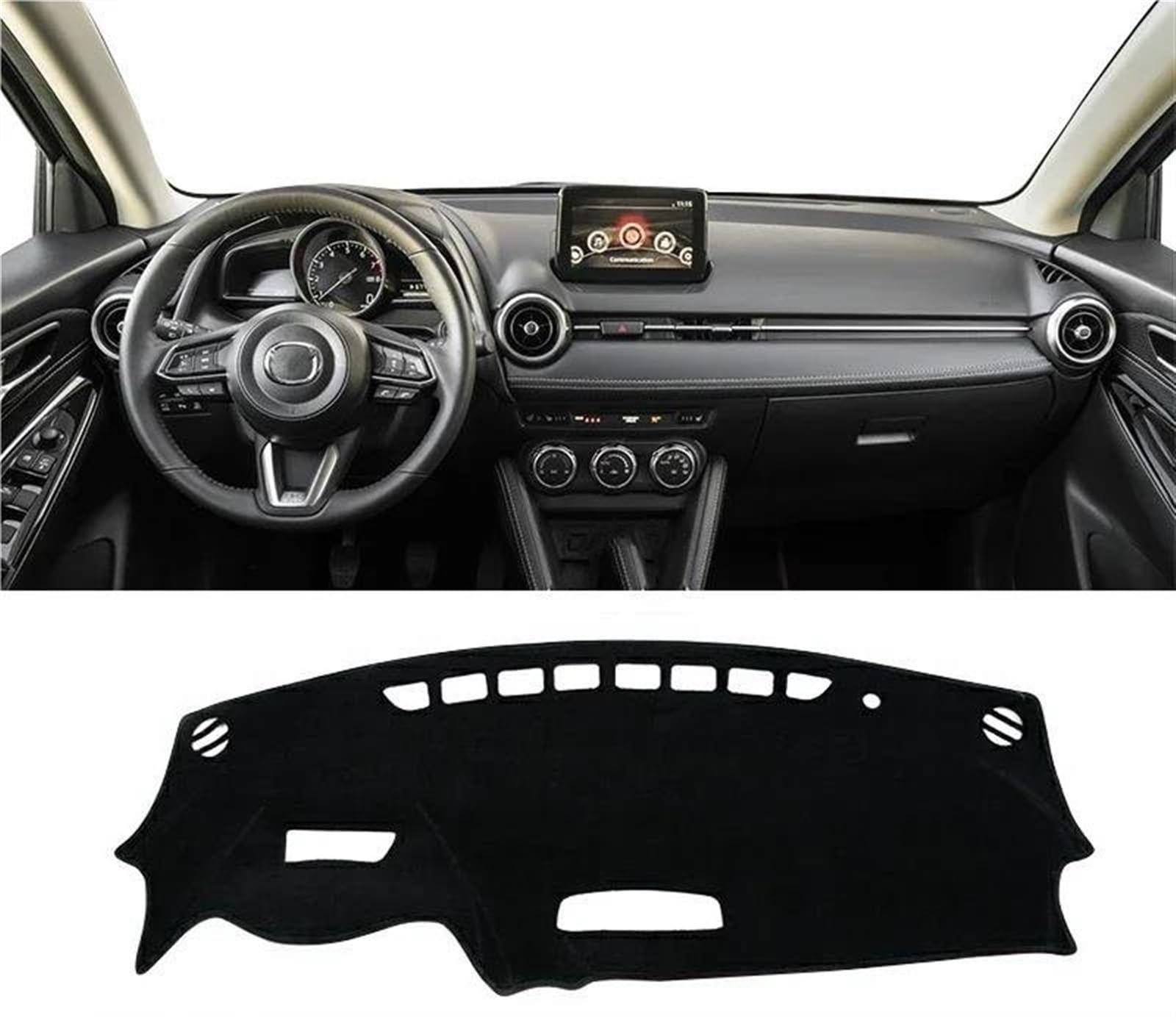 Armaturenbrett Matte Für Mazda 2 DJ DL 2015 2016 2017 2018 2019 2020 2021 2022 2023 Auto Dashboard Sonnenschutz Abdeckung Instrument Panel Pad(A Black Side LHD) von BWVMVB