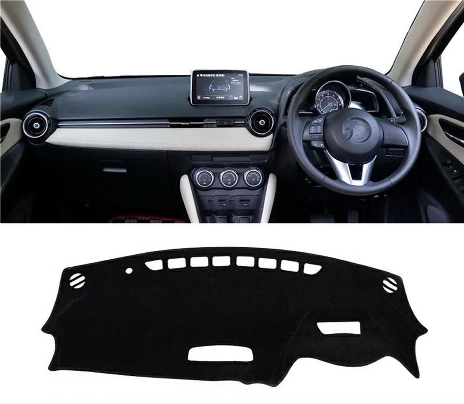 Armaturenbrett Matte Für Mazda 2 DJ DL 2015 2016 2017 2018 2019 2020 2021 2022 2023 Auto Dashboard Sonnenschutz Abdeckung Instrument Panel Pad(A Black Side RHD) von BWVMVB