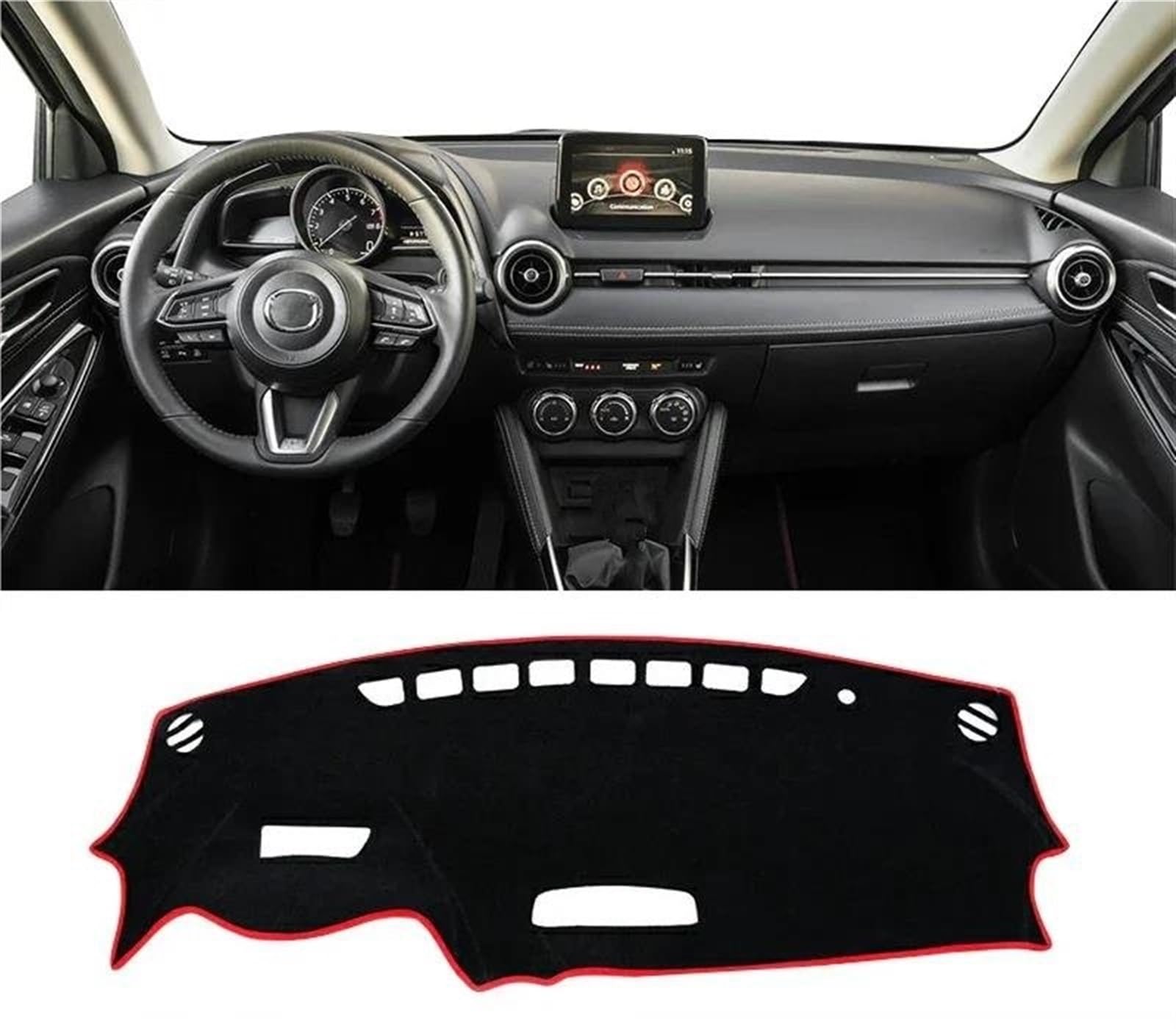 Armaturenbrett Matte Für Mazda 2 DJ DL 2015 2016 2017 2018 2019 2020 2021 2022 2023 Auto Dashboard Sonnenschutz Abdeckung Instrument Panel Pad(A Red Side LHD) von BWVMVB