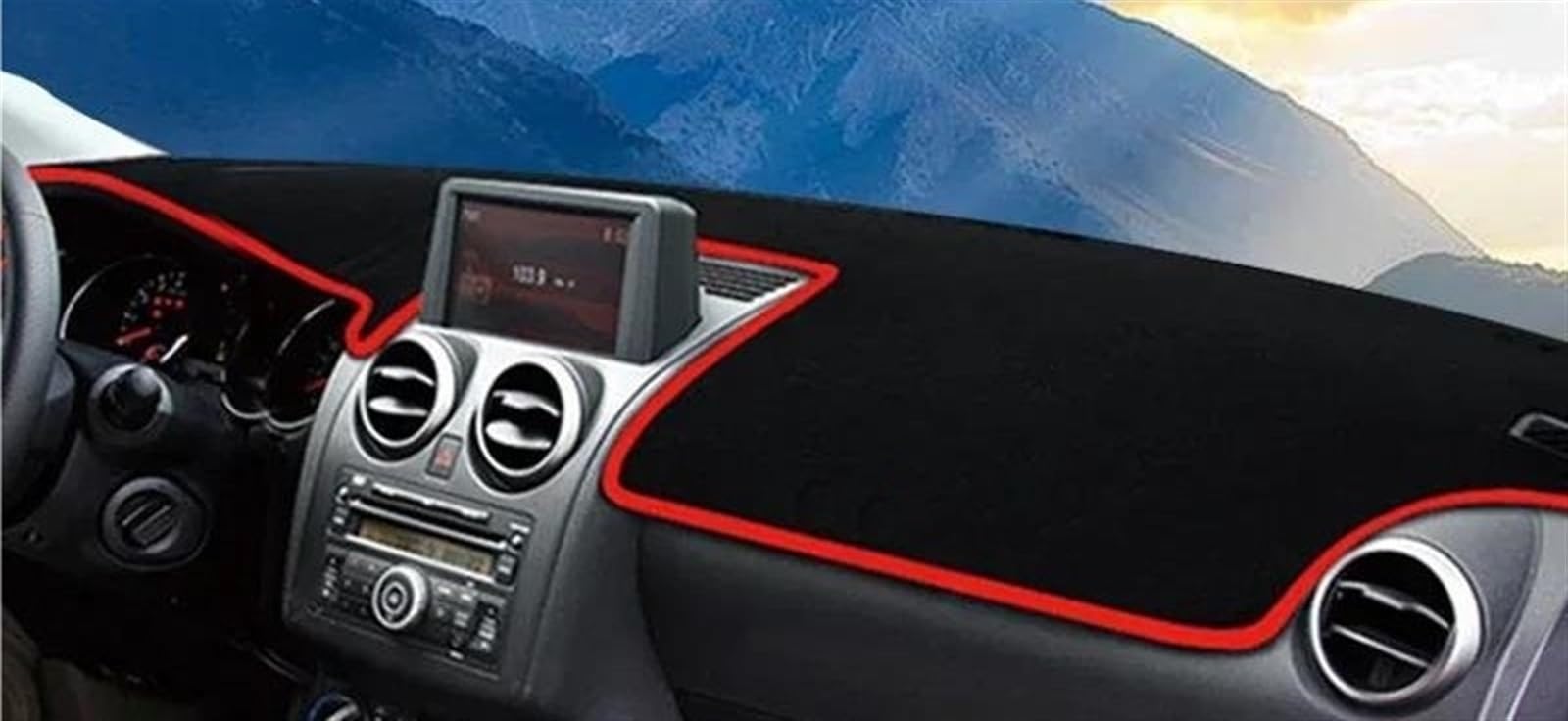 Armaturenbrett Matte Für Nissan Für Qashqai J10 2008 2009 2010 2011 2012 2013 Auto Armaturenbrett Sonnenschutz Abdeckung Matte Instrumententafel Pad(with Display Red) von BWVMVB