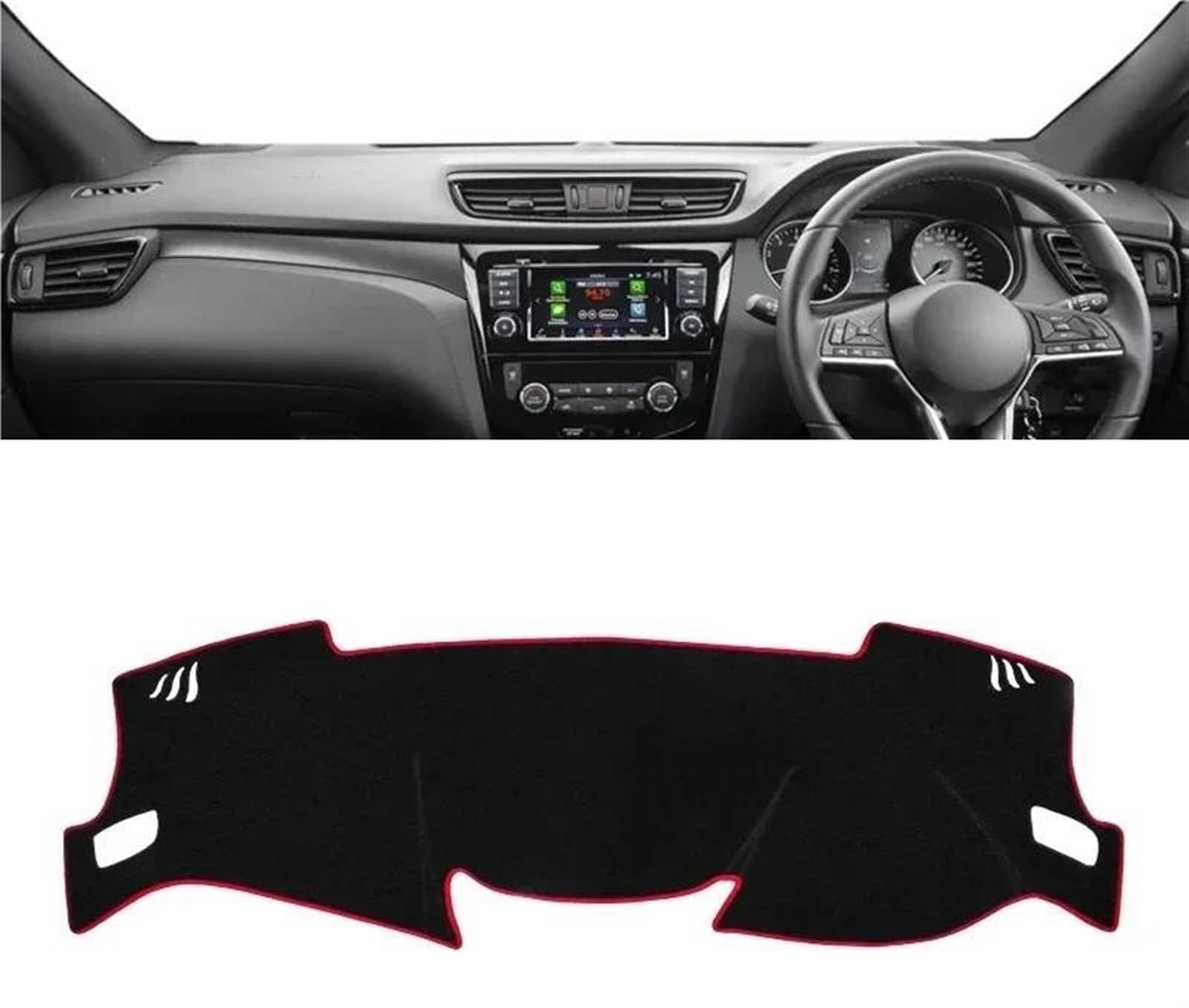 Armaturenbrett Matte Für Nissan Für Qashqai J11 2014 2015 2016 2017 2018 2019 2020 Auto Armaturenbrett Abdeckung Dash Matte Sonnenschutz rutschfeste Pad(A RHD Red Side) von BWVMVB